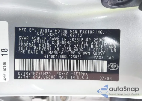 2013 Toyota Avalon Limited from USA, damaged, VIN 4T1BK1EB6DU025823